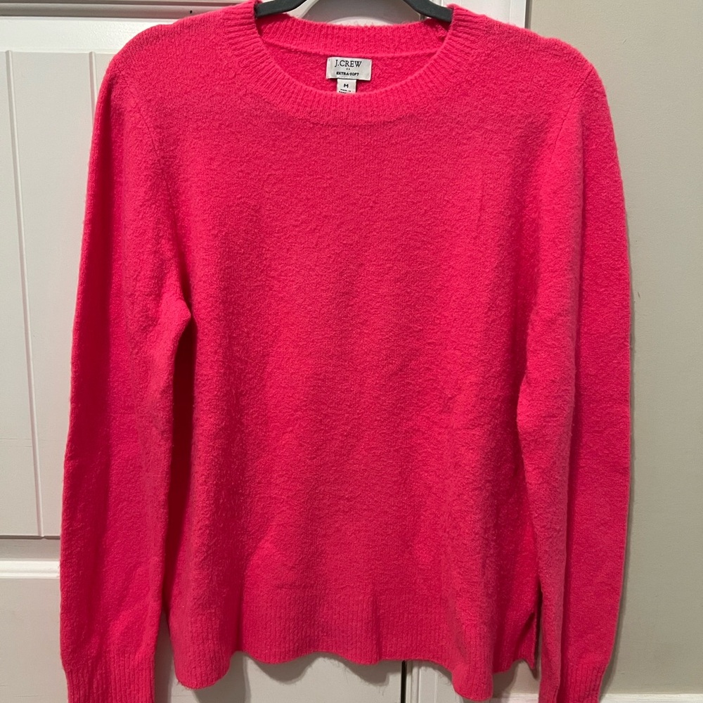 J. Crew Factory Women's Bright Pink Crew Neck Sweater